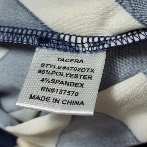 Tacera blue cream chevron jersey knit blouse size 1X
