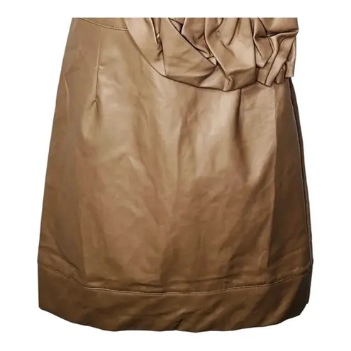 Lucy Paris Lucy & Co. Faux Leather Dress Strapless Rosette Cocktail Taupe Size Small NWT