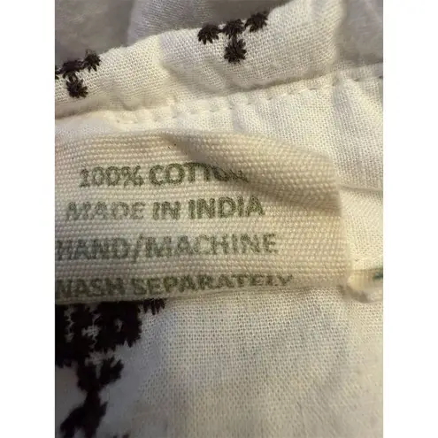 Julia Amory Women's Boho Embroidered Long Sleeve Shirt Dress White Brown Size S