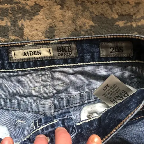 BKE Blue Flare Wide Leg Jeans with Vintage Distress