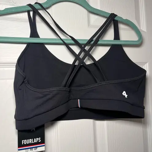 Fourlaps Size Large Vitality Sports Bra Fitness Workout Running Yoga Black