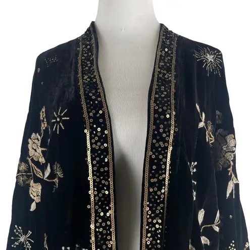 Johnny Was  Ally Velvet Kimono Jacket Embroider Sequins Size XL