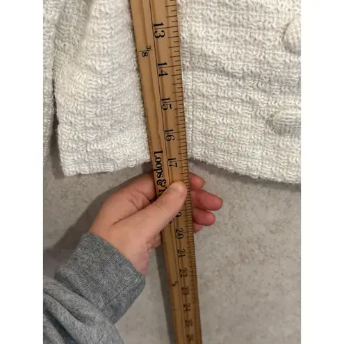 Avec Les Filles White Tweed Cropped Double Breasted Blazer Jacket Women's Size S