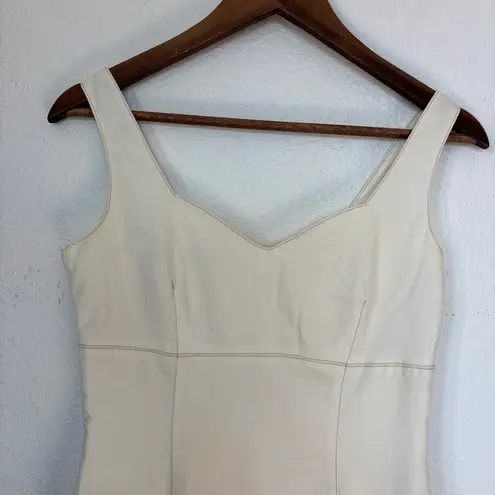 Esprit Vintage 90s Classic Elegant Solid Cream Button Back Mini Dress