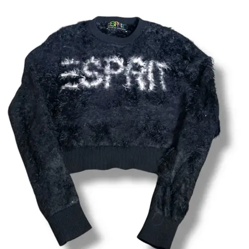 Esprit Opening Ceremony Fuzzy Logo Cropped Sweater Black Crewneck Small - Image 1