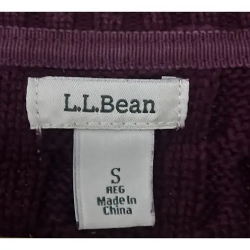 LL Bean Women’s Purple Cable Knit Sweater Size Small Long Sleeve Thick Chunky