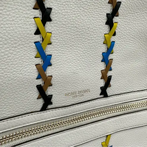 Henri Bendel  Soho Backpack with Novelty Strap Pebbled Leather Cream