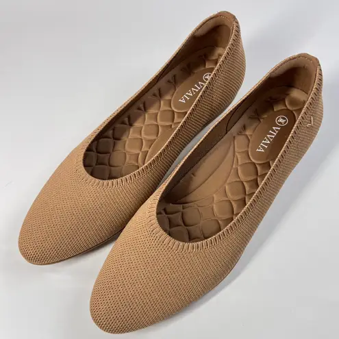 Vivaia Aria 5 Flats Women's Size 41 Beige Knit Pointed Toe Eco Slip On Shoes Tan Size 10