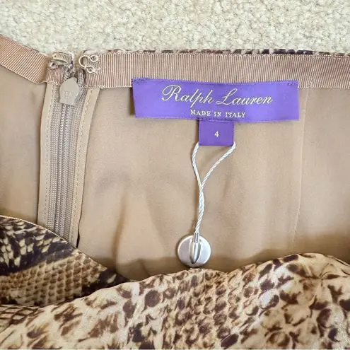 Ralph Lauren Purple Label Python Print Silk Chiffon Palazzo Pants Womens 4 NWT Brown