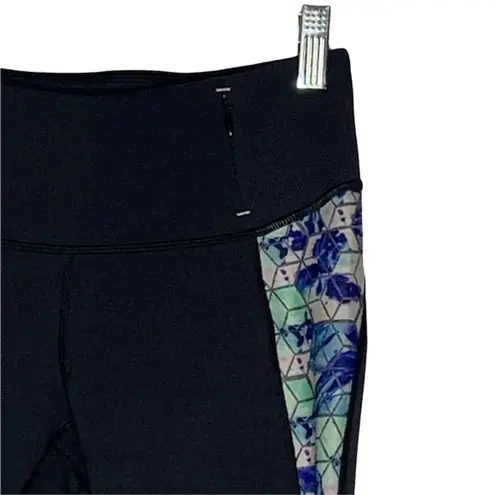 Calia Pants Womens XS Crop Leggings Black Multicolored Graphic Print Athleisure