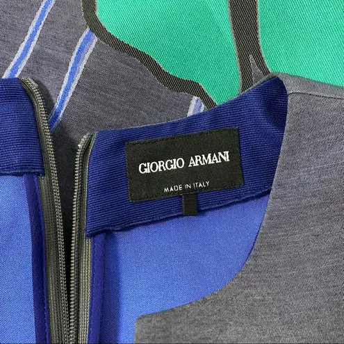 Giorgio Armani grey floral short sleeve silk sheath dress