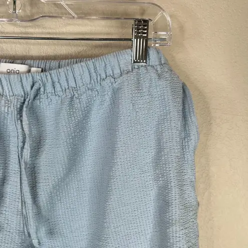 ONIA  Women's Waffle Knit Shorts Elastic Waist Drawstring Blue Size L