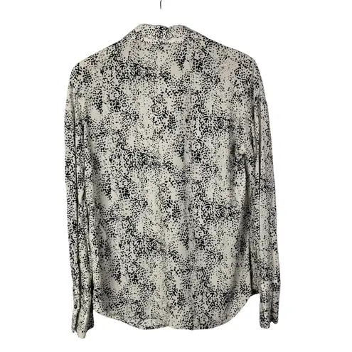 Allison Joy Evereve Korey White & Black Snake Print Long Sleeve Button Down XS