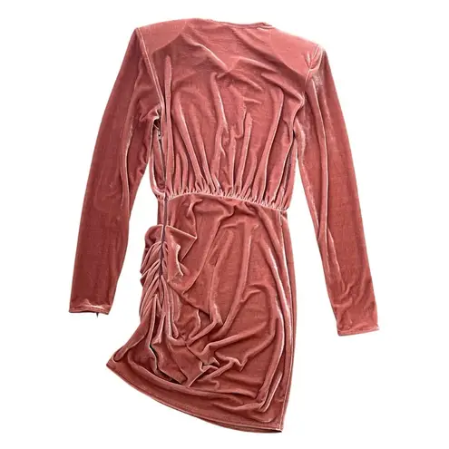 Bronx and Banco Women’s Rihanna Pink Velvet Long Sleeve Mini Dress Fringe Scarf XS