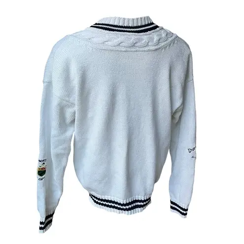 Adrienne Vittadini Vintage Active Cotton Preppy Golf Course Embroiderd Sweater