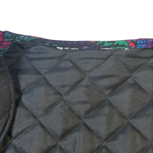 Vintage Quilted Jacket Skirt Set Abstract Print 80s 90s Colorful Retro Black