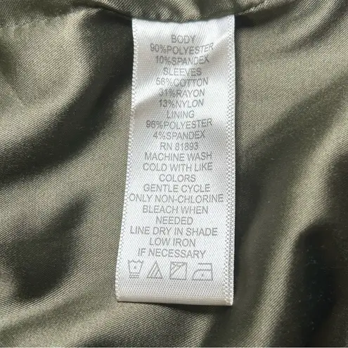 H by Halston Long Jacket Tunic Zippered Faux Suede Fully Lined Olive Coat Sz 14