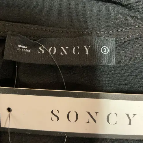 Soncy Women's Two Toned Twist Front Bodycon Midi Dress Plus Size 3X Cocktail Black