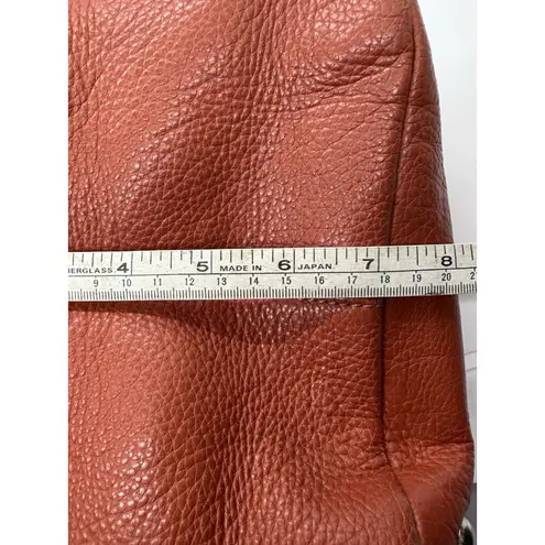 Tignanello Leather Satchel Top Handle Bag Big Buckle Detail Orange Purse Silver