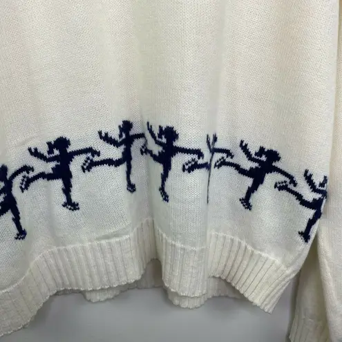 Vintage White Knit Ice Skater Sweater Novelty Winter Grandmacore Women Large