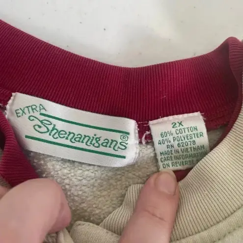 Vintage Grandma style Extra Shenanigans Button Front Embroidered Apples 2X 0186 Red - Image 9