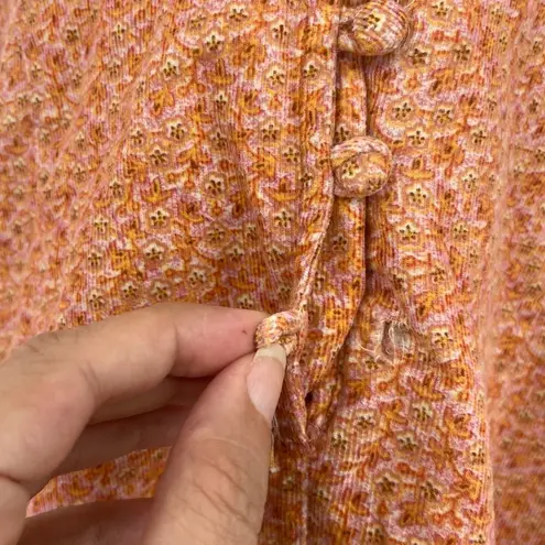 Vtg Y2K Calvin Klein Jeans Corduroy Babydoll Dress Sz 1 Cottagecore Microfloral Orange