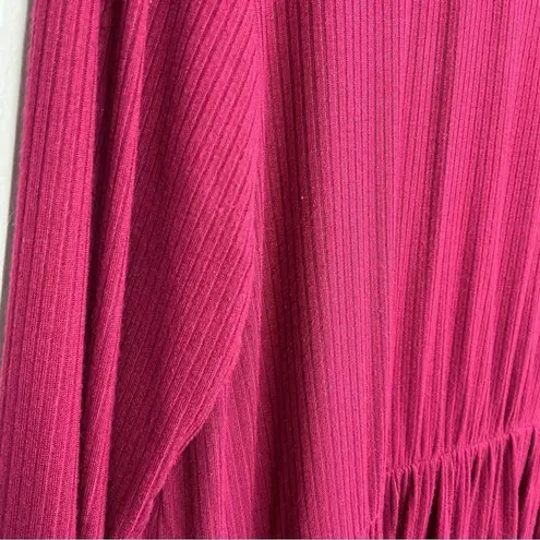 Hooked Up Maroon Ribbed Long Sleeve Peplum Top Large Red