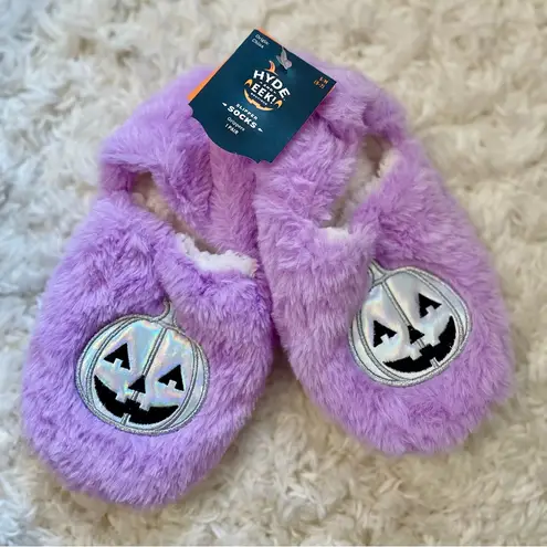 Women’s Iridescent Pumpkin Faux Fur Slipper Socks