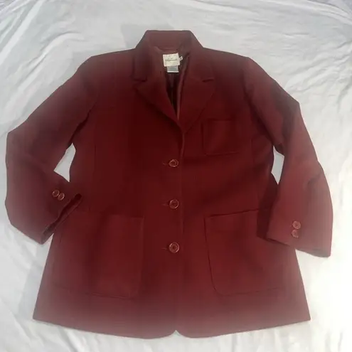 Façonnable Women’s Faconnable 100% Wool Maroon Coat Sz M Medium W Flaws
