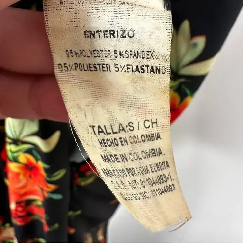 Agua Bendita Ellie Floral Sleeveless Jumpsuit One Piece Black Size Small