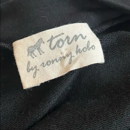 Torn By Ronny Kobo Black Long Sleeve Mini Dress Puffy Shoulders L