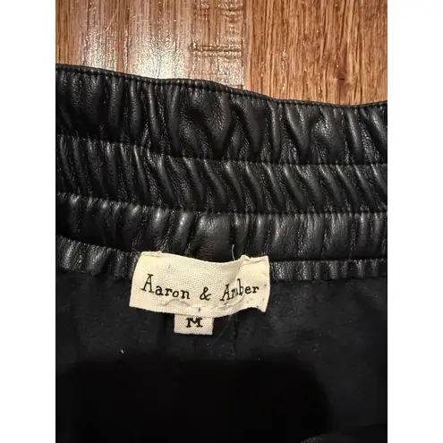 New York & Co Aaron & Amber black faux leather wide leg crop pants size M Size M
