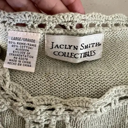 Vintage Short Sleeve Sweater Womens Large Mint Green Floral Crochet Patchwork