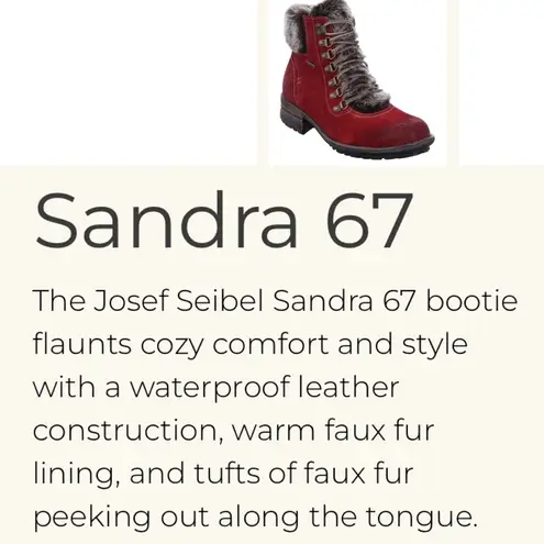JOSEF SIEBEL Sandra 67 Burgundy Faux Fur Trim Suede Leather Ankle Boot Size 9