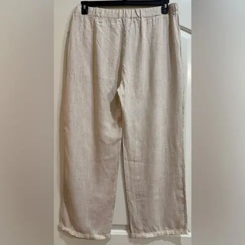 Coco + Carmen Cream Linen Blend Pant With Fringe Hem