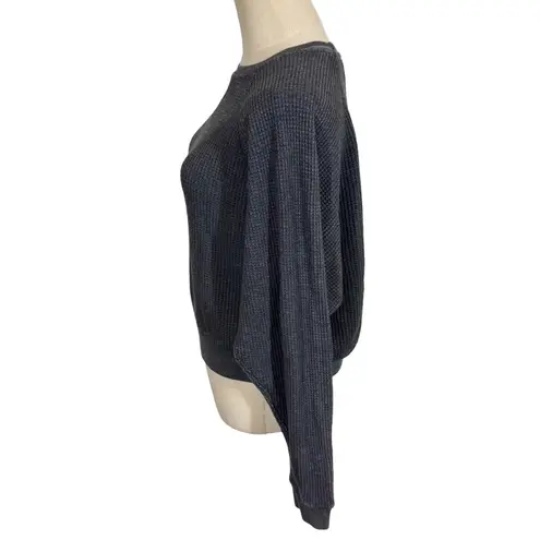 Beyond Yoga With The Band Pullover Waffle Thermal Sweatshirt in Washed Black