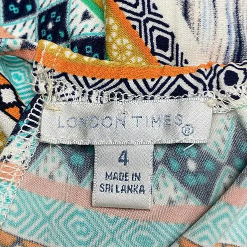 London Times Maxi Dress Women’s Multicolored Size 4 Bare Shoulders Summer Spring