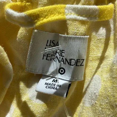 Lisa Marie Fernandez Target Yellow Polka Dot Ruffle Midi Dress Linen Sz Med