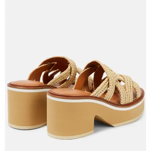 Clergerie Chermy Raffia Platform Mules Beige Natural Size 36 Brown