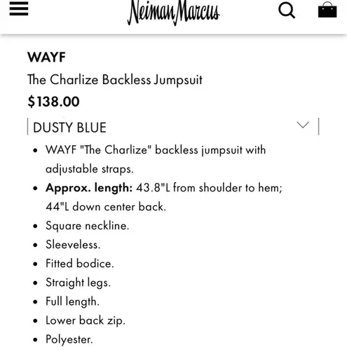 WAYF Charlize Backless Jumpsuit XS