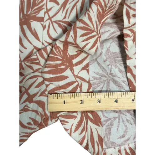 Monteau Los Angeles Womens Leaf Print Shorts Size M Pink White Linen Resort Wear Size M