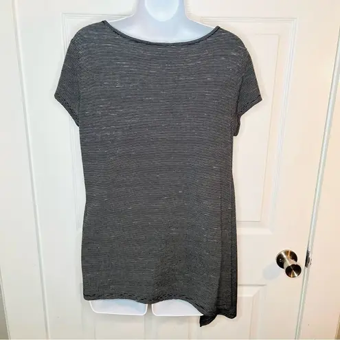 Stylus Comfy Stripe Short Sleeve Asymmetrical Tshirt Black White M Size M