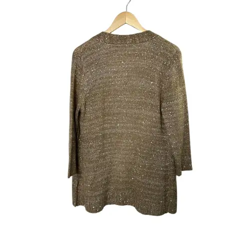 Ny Collection Gold Sequin Open Cardigan Sweater Women's Size XL Petite XLP NEW