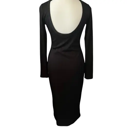 River Island Mamma Collection Black Long Sleeve Dress Open Back Bodycon Size 8