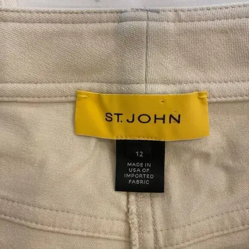 St. John Straight Leg Trouser Pants in Creamy Beige 12