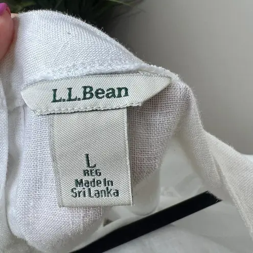 L.L.Bean  100% Linen Women's Short Sleeve Button-Back Beachy Blouse Size Large