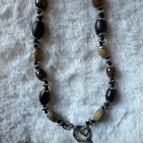 Boho Artisan Beaded Necklace Tribal Filigree Pendant Statement Earthy Y2K Witchy