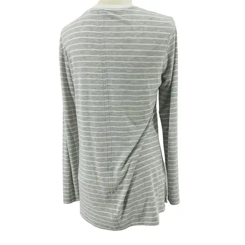 Athleta  Threadlight Striped Long Sleeve Shirt Grey Cream Stripe Womens Small