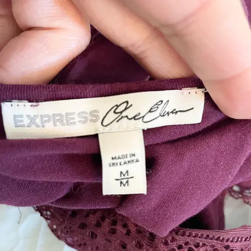 Express One Eleven Bodysuit Lace Trim Halter Top Sleeveless Burgundy M Going Out Purple Size M