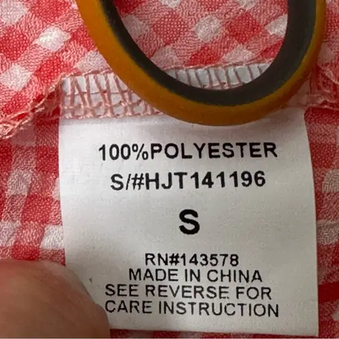 Hot & Delicious Gingham Top Wrap Red White Semi Sheer Small S NWT